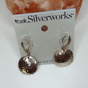 belk Silverworks Full Moon Hammered Women's Circle Earrings Minimalist